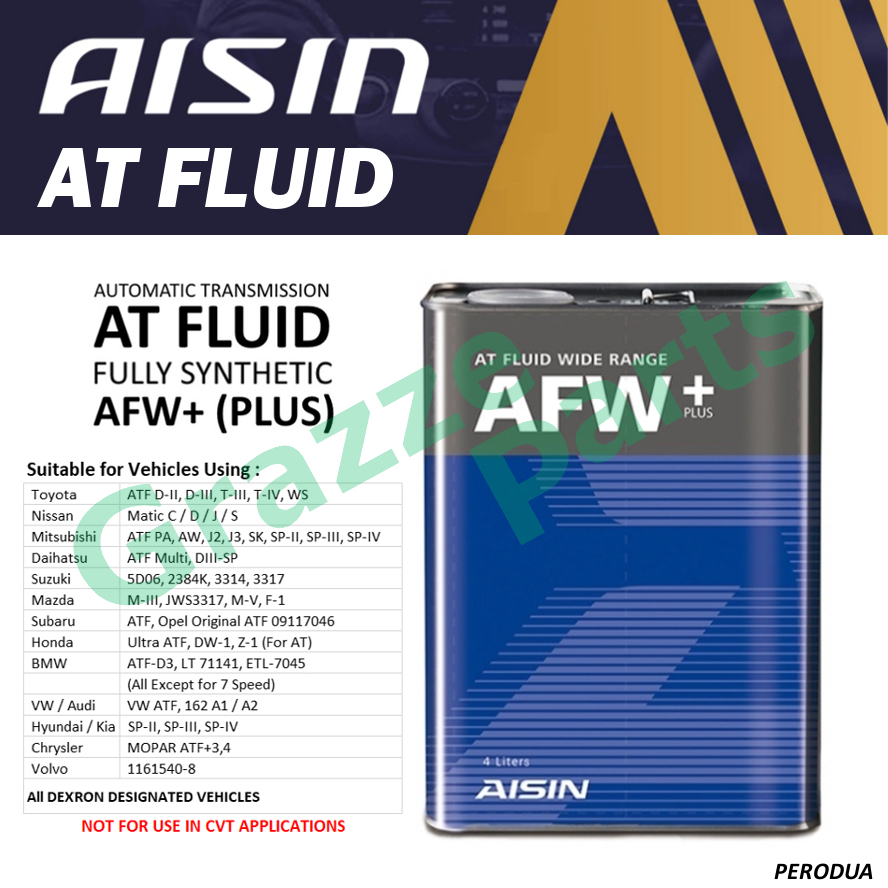4L) AISIN Fully Synthetic ATF AFW+ Automatic Transmission Fluid