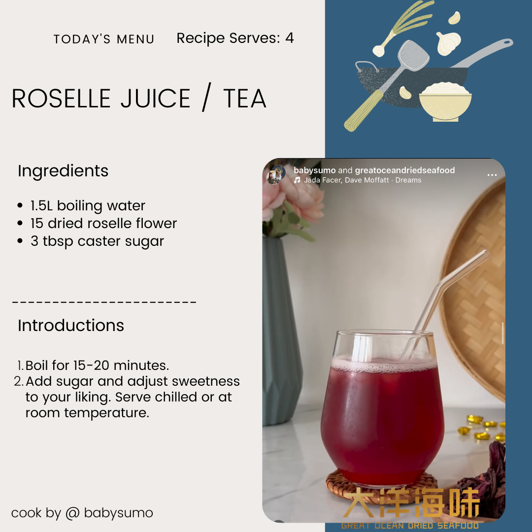 English recipe card for roselle juice or tea|洛神花茶英文食谱
