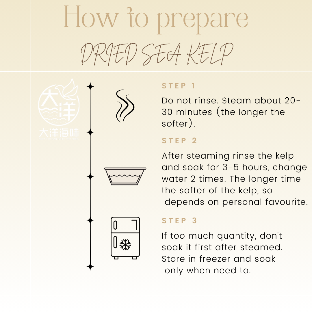 English illustrated preparation guide for dried kelp|海带片英文处理步骤图