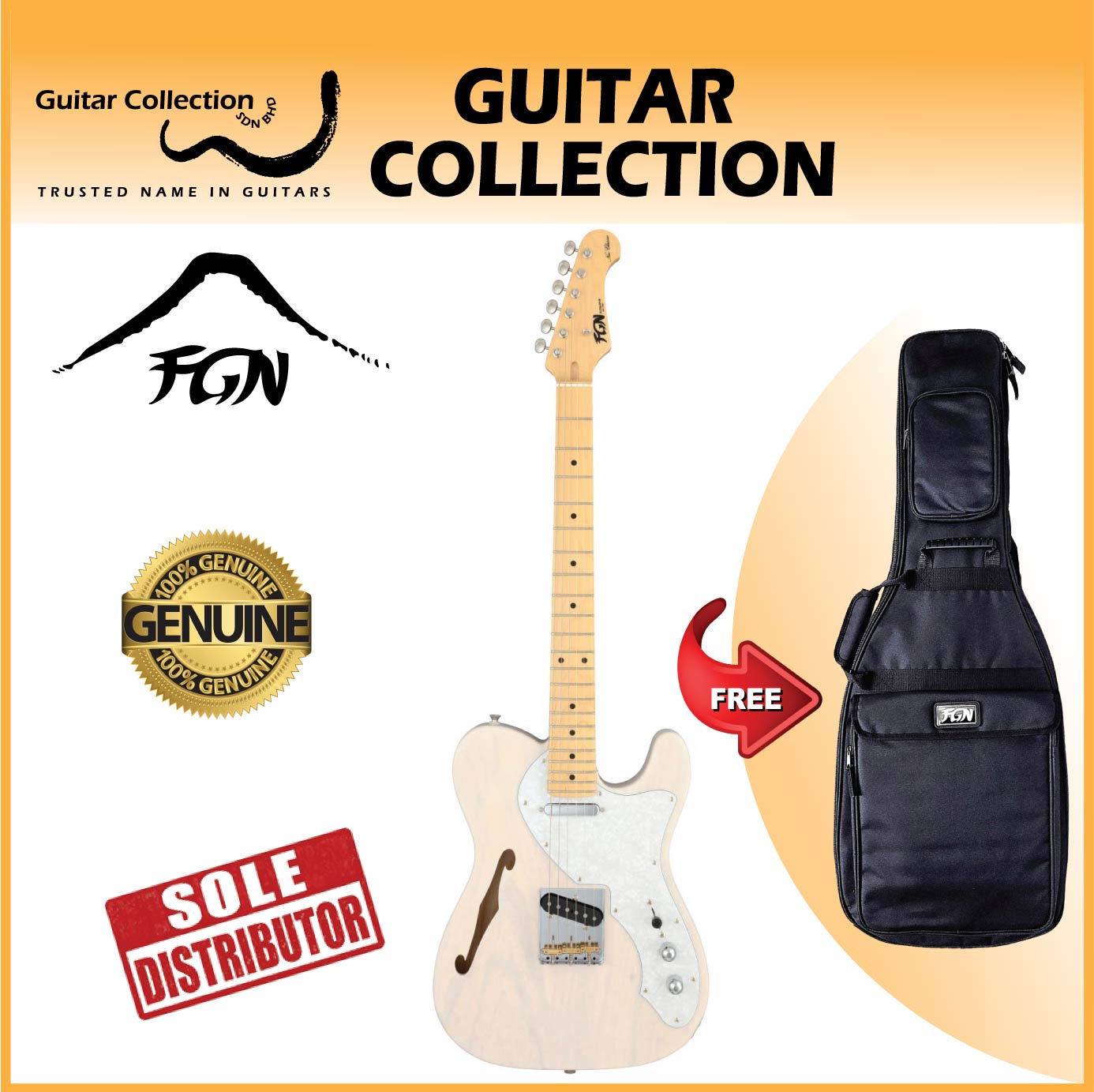 FGN Fujigen NTE100MAHT-WB | Neo Classic Telecaster | Semi Hollow