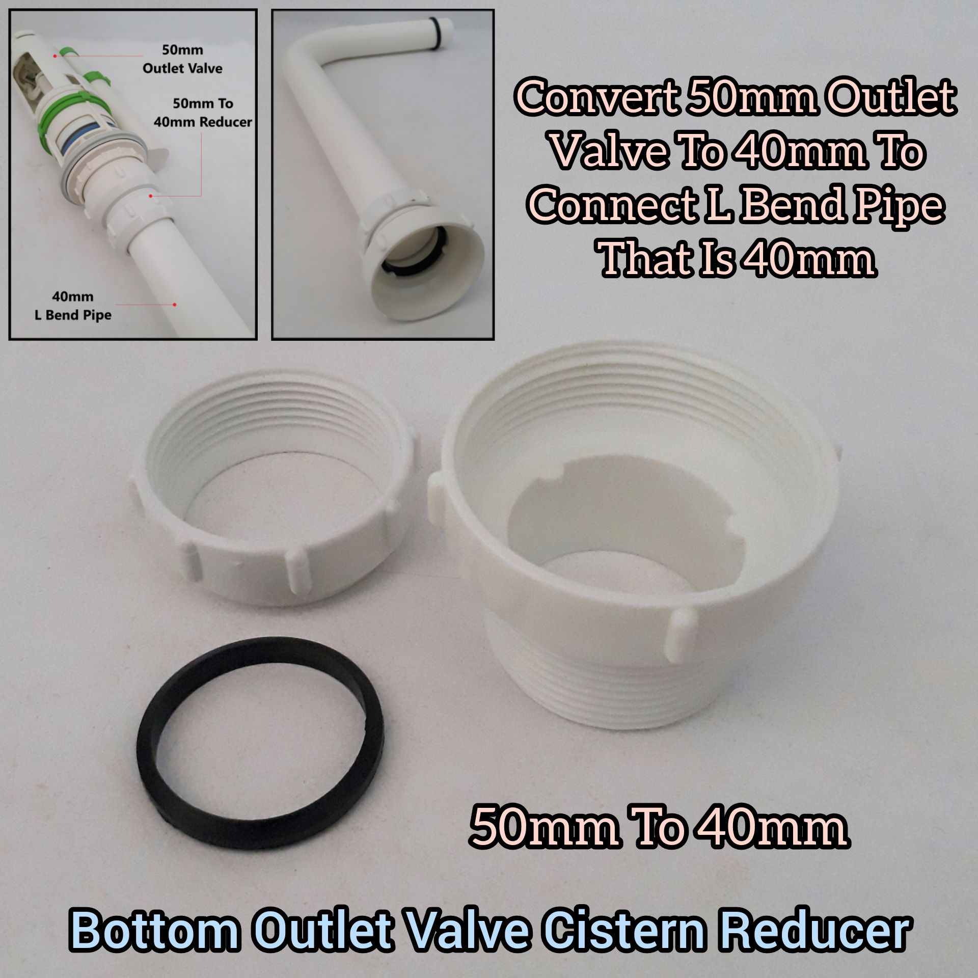 Cistern Outlet Valve Reducer Socket For Outlet Valve From 50mm To 40mm In Toilet Bathroom Accesories