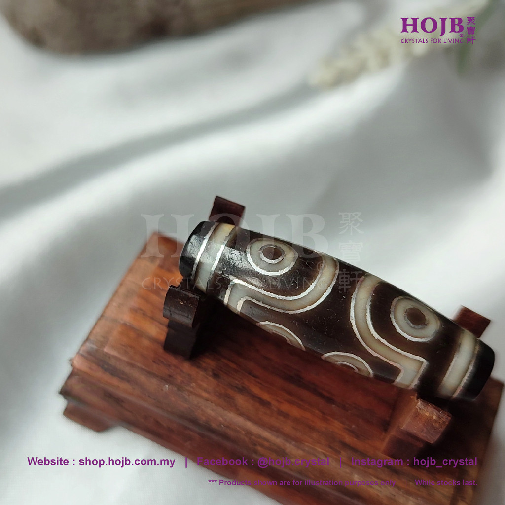 HOJB Top Grade Tibetan Pure Seven-Eyed Silver Lined Dzi