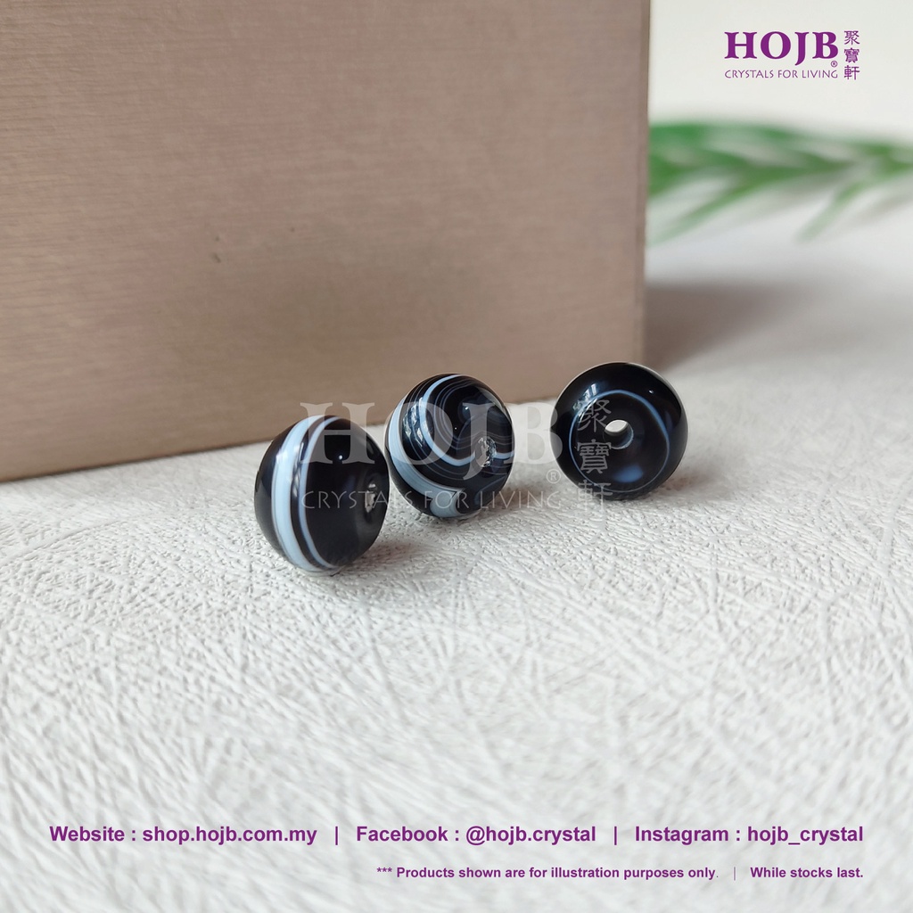 HOJB Tibetan Pure Medicine Buddha Single Line DZI 8x12mm 聚寶軒