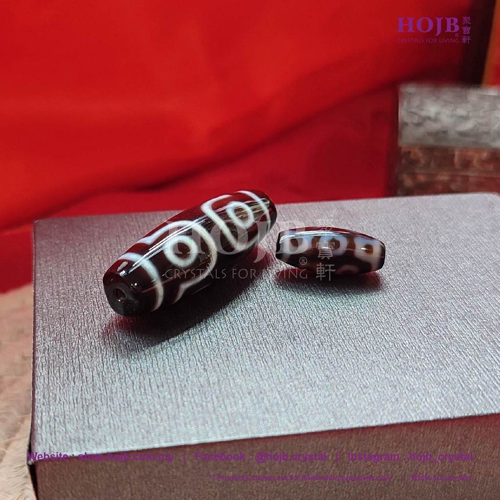 HOJB Tibetan Pure Seven-Eyed Dzi 20-35mm 聚寶軒西藏至纯天珠