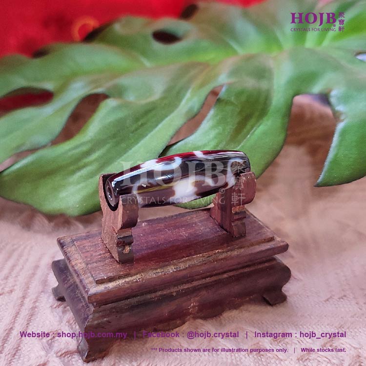 HOJB Tibetan Pure Dzi Prosperity Bead 12x35mm 聚寶軒西藏至纯天珠