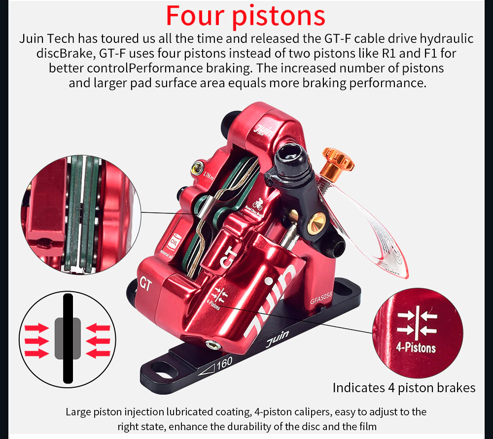 JUIN TECH GT-P GT-F 4 Pistons Hybrid Hydraulic Road Disc Brake
