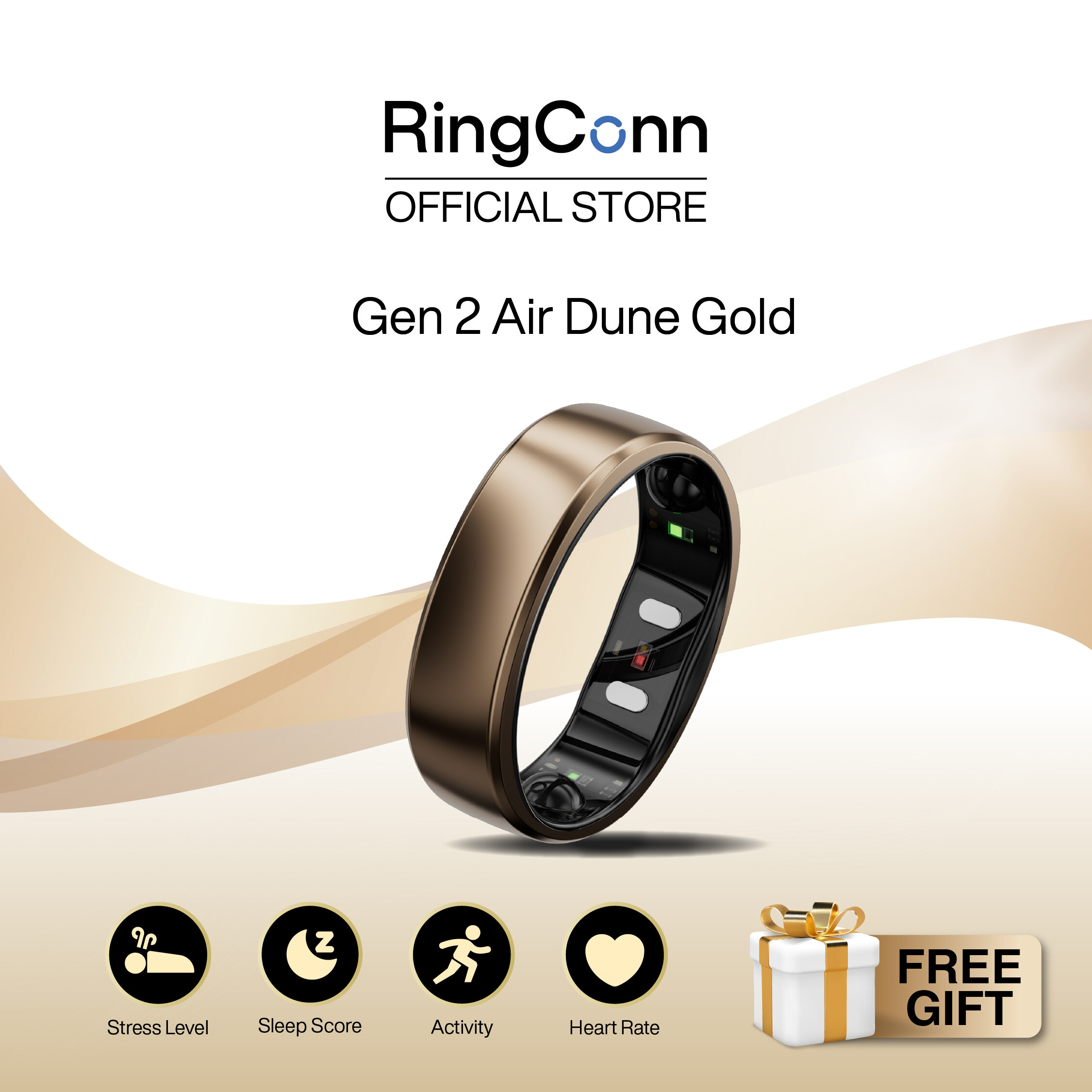 RingConn Gen 2 Air Dune Gold Smart Ring with Sleep Monitoring 10 