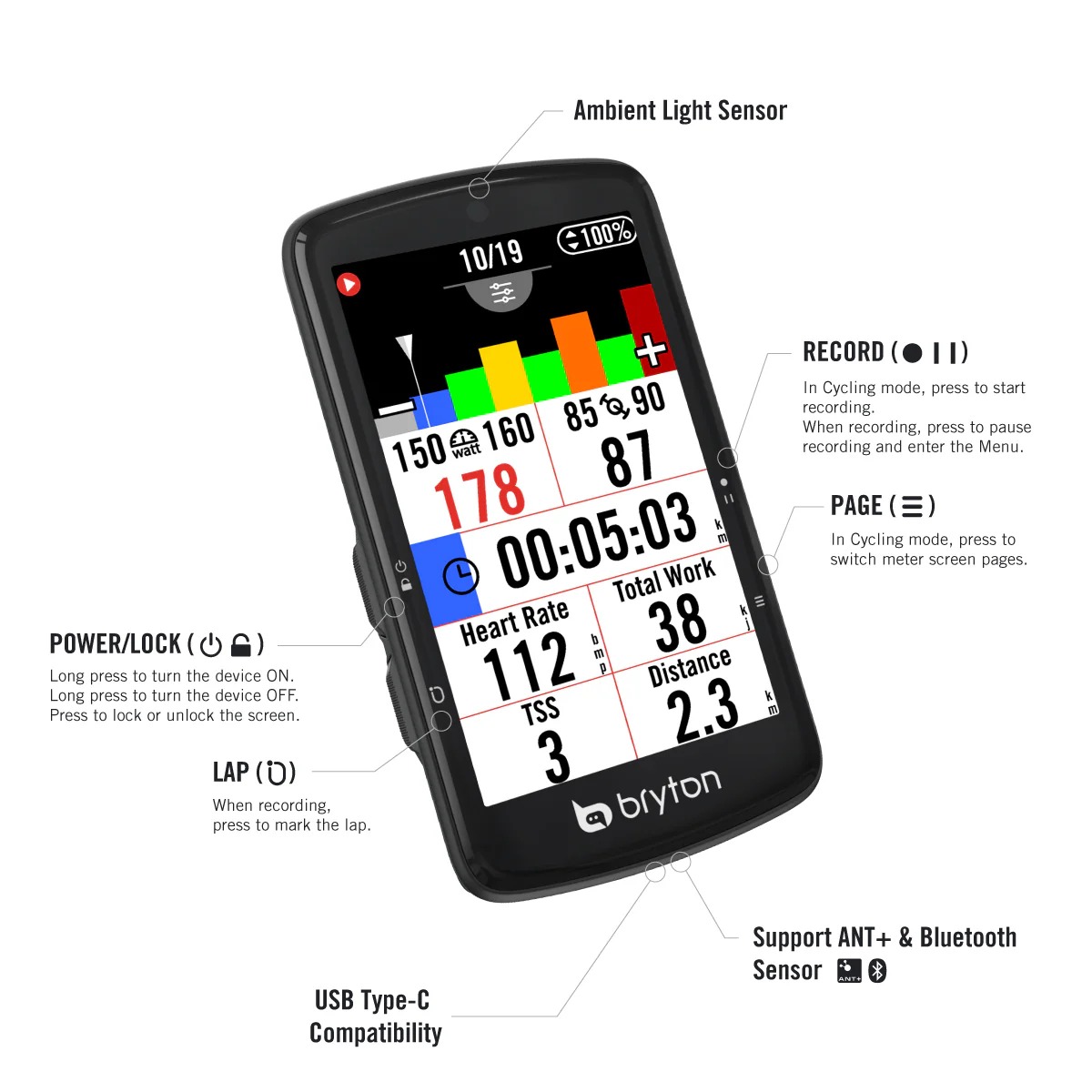 Bryton Rider S810E Advanced GPS Bike Computer – Full-Color
