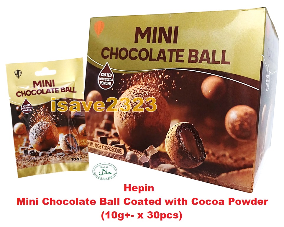 [HALAL] Hepin Mini Chocolate Ball Coated with Cocoa Powder (10g x 30pcs)
