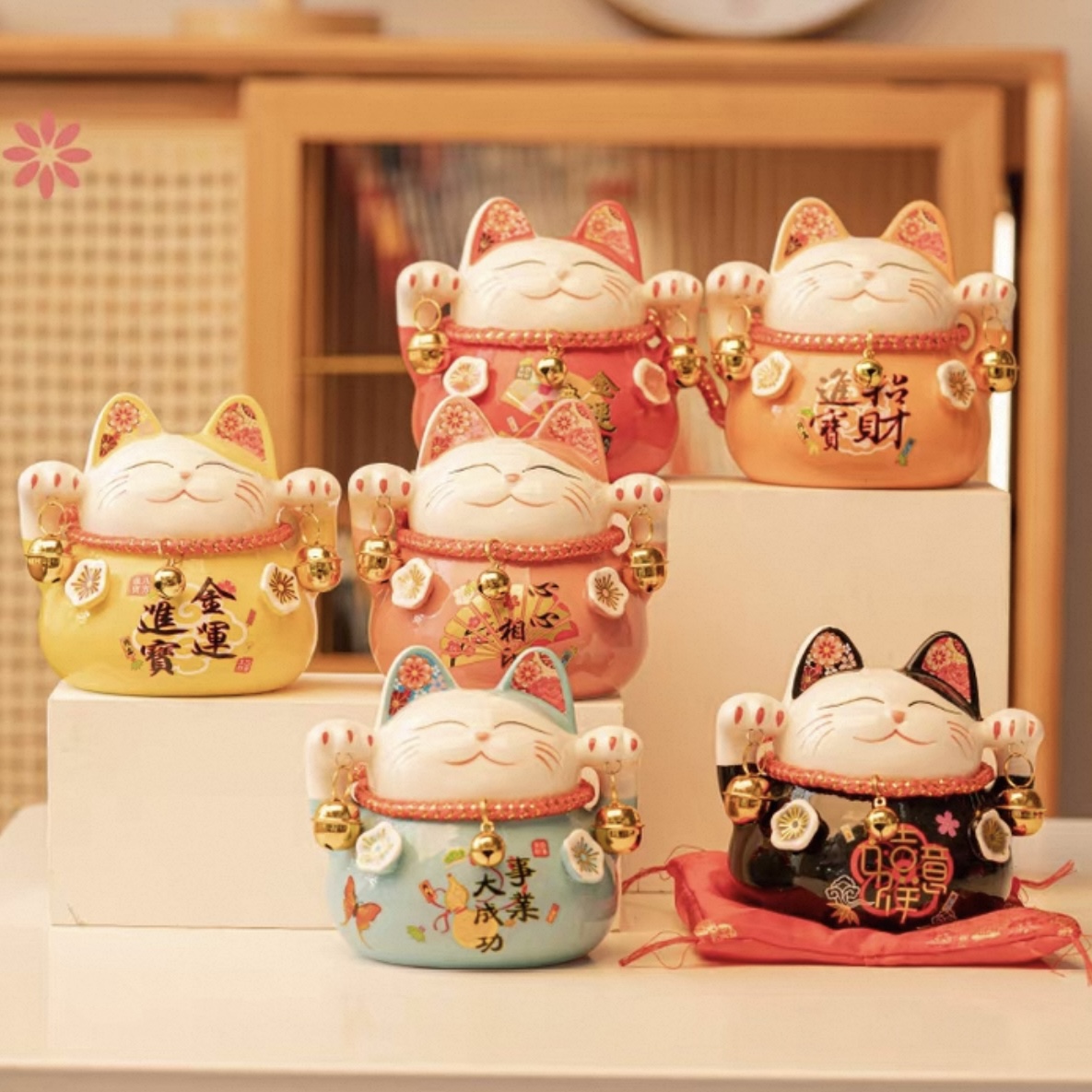 4.5寸-8.5寸招财猫存钱罐6种颜色4.5-8.5 Inches Lucky Cat | 新山招财