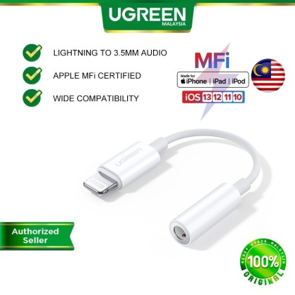 UGREEN MFi Lightning to Jack Headphone Adapter AUX Cable for