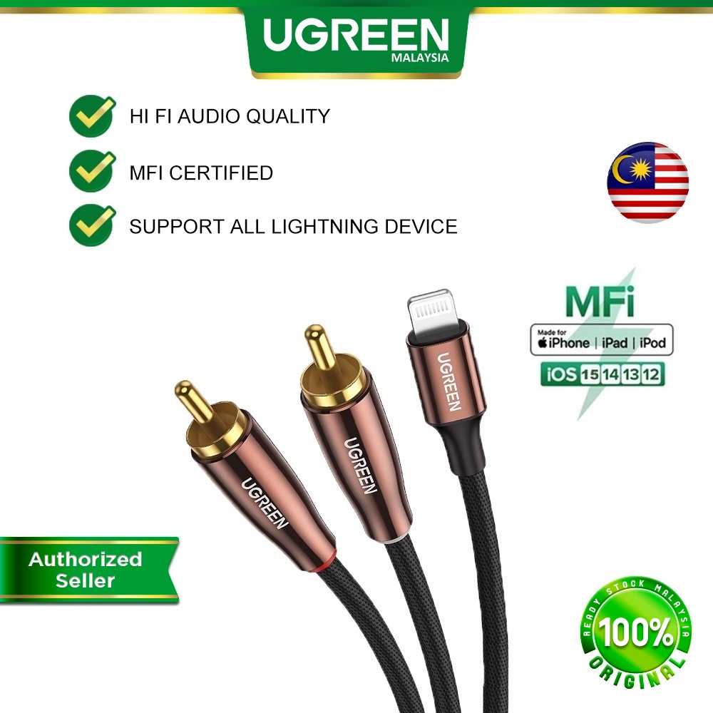 UGREEN Lightning to RCA MFi Certified Splitter Audio Cable Hi Fi