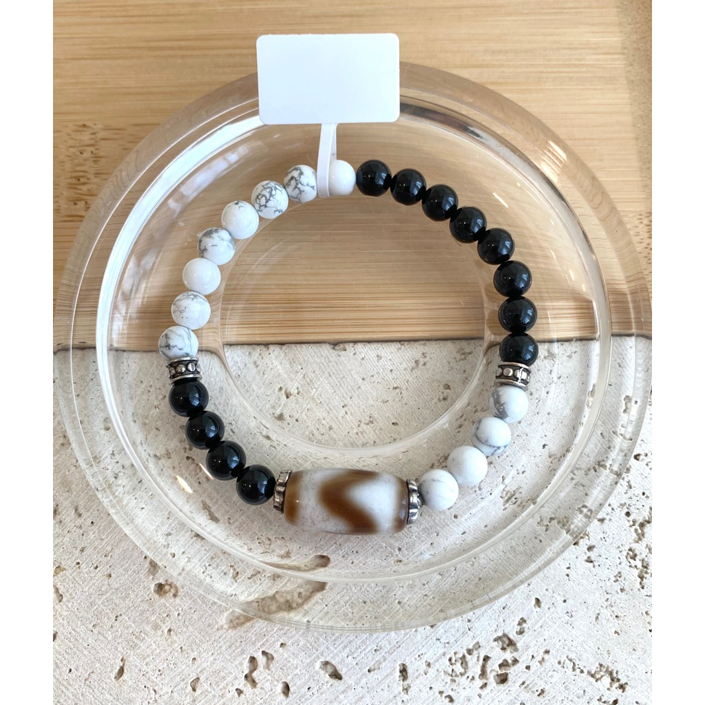 虎牙天珠+碧玺设计款手串Tiger Tooth Dzi Bead and Tourmaline
