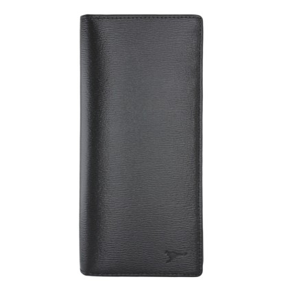 KANGAROO Men Textile Genuine Leather Long Wallet - Black 4053