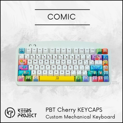 [𝐑𝐄𝐀𝐃𝐘 𝐒𝐓𝐎𝐂𝐊] Comic PBT keycaps | 129 keys | Dye-Sub | Drawing Creative ...