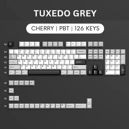 [READY STOCK] Tuxedo Grey PBT Doubleshot Cherry Profile Keycap Set ...