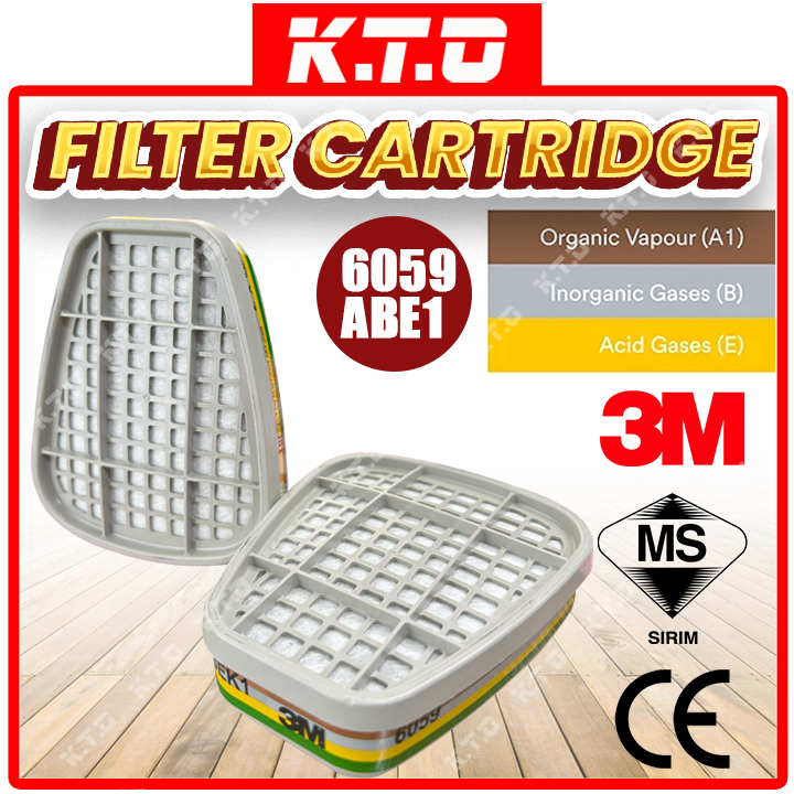3M 6003 / 6057 / 6059 1 Pair Organic Vapor & Acid Gas Cartridge Filter For Replacement Respirator Ga