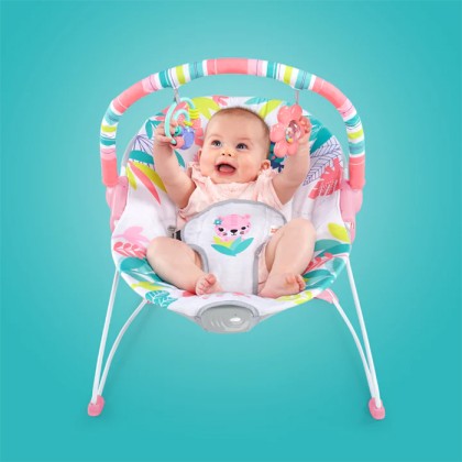 bright starts flamingo vibes - vibrating bouncer with toy bar Bright Starts Flamingo Vibes Vibrating Bouncer with Toy Bar main image 0