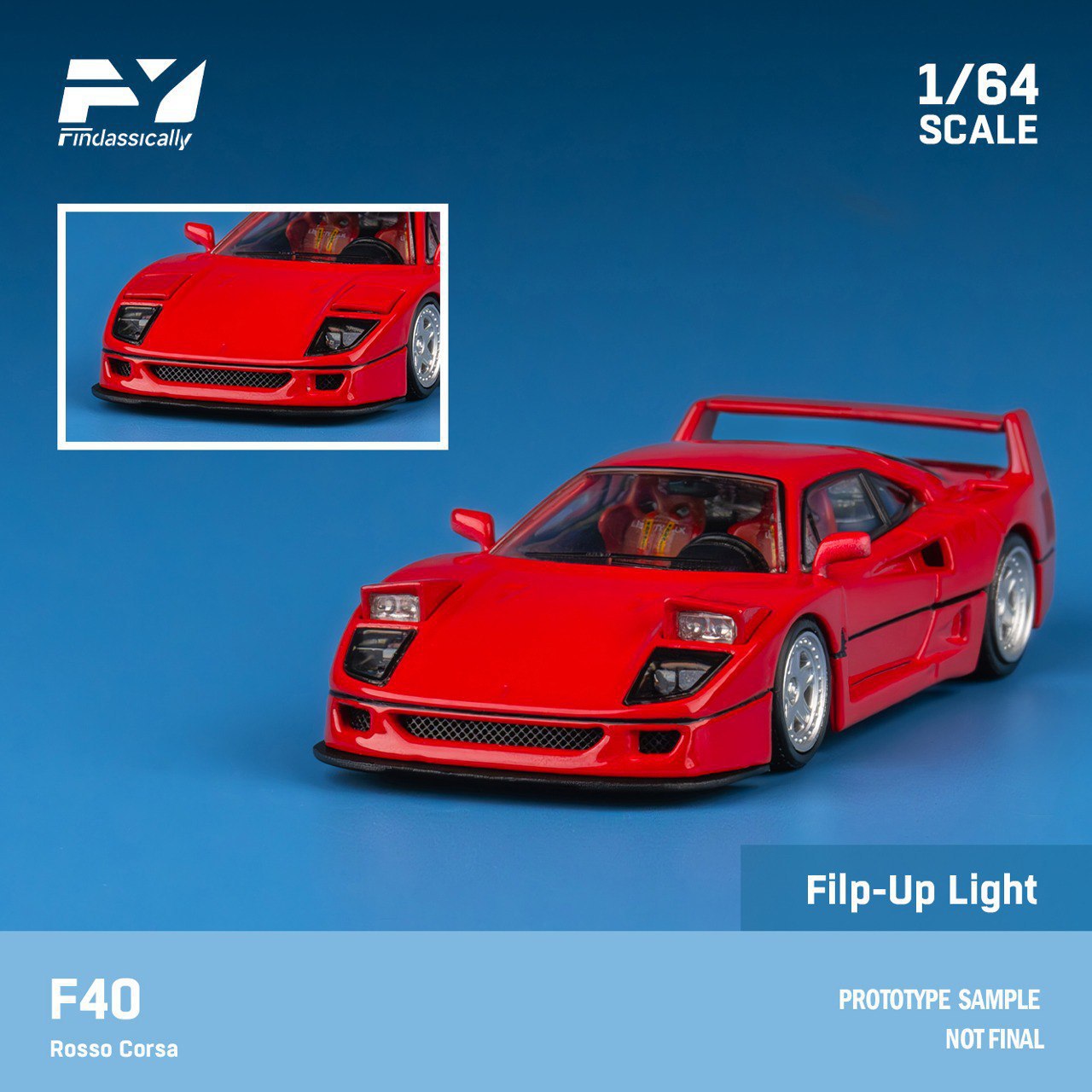 FinClasically Ferrari F40 Rosso Red #FC64F40RRED (1:64) | Liberty Toys