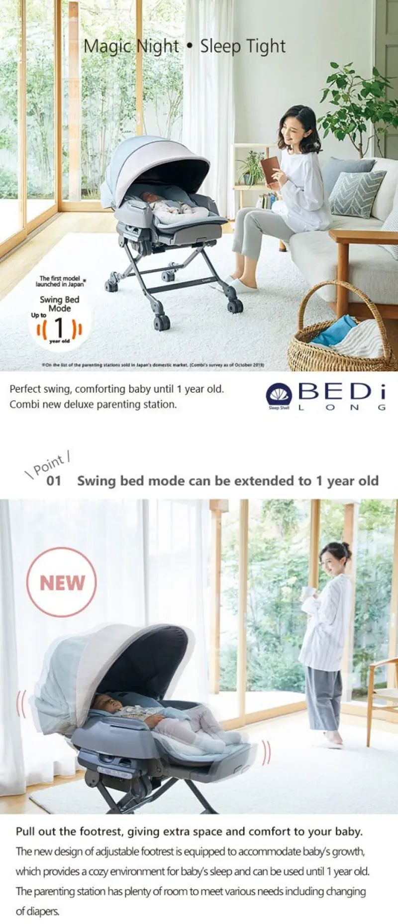 Combi Nemulila BEDi Long Auto Swing: Soothing Comfort