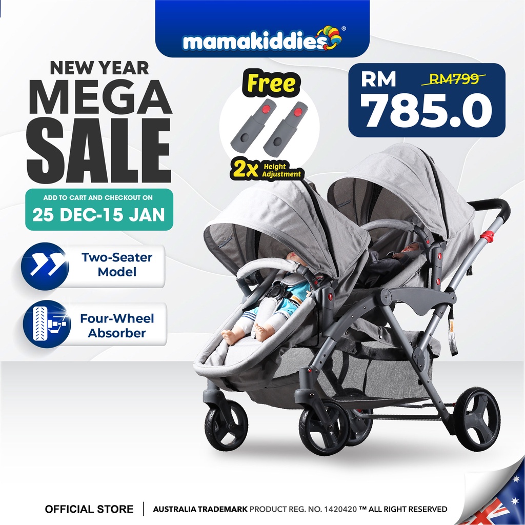 Mamakiddies Geminus Duo Kids Baby Stroller Double Stroller