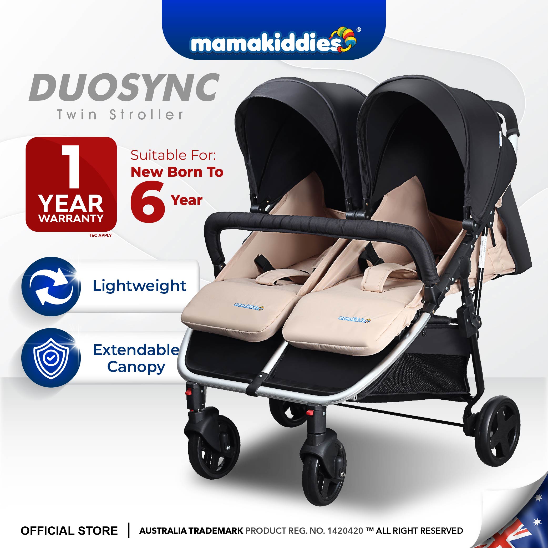 Mamakiddies Duosync Twin Stroller Mamakiddies