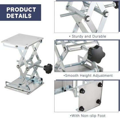 Plateau élévateur Manuel Pour Laboratoire - Hauteur Max 55 Mm, Charge 10 Kg - Dimensions 148x80 Mm - En Alliage Aluminium Anodisé - Pour Expériences Scientifiques, Optique - 7