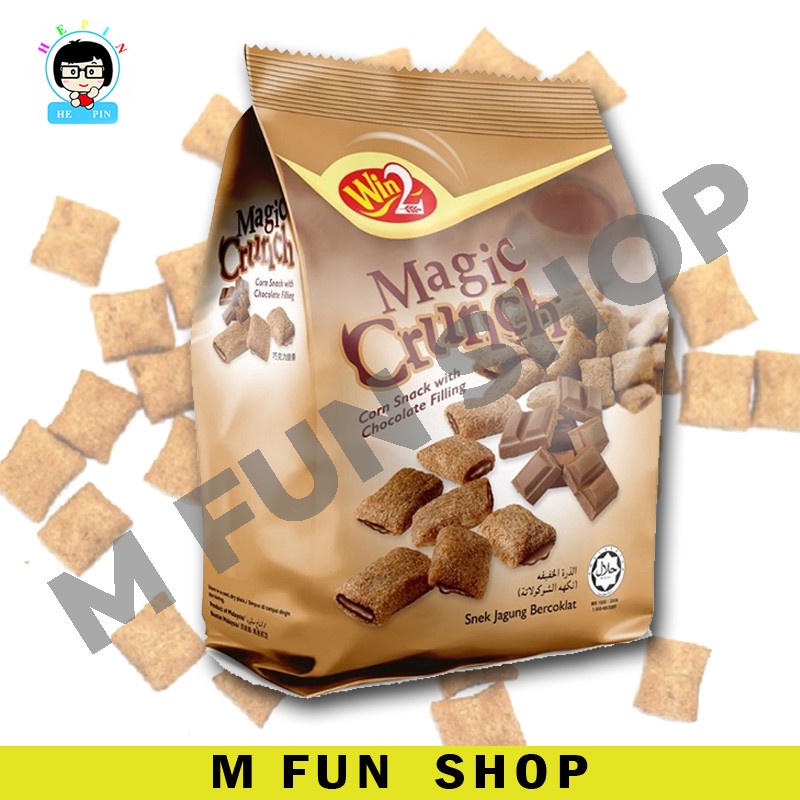 *Ready Stock* Win2 Magic Crunch Jagung Snek Dengan Krim Isi Tengah Perisa Coklat / Strawberi / Vanil