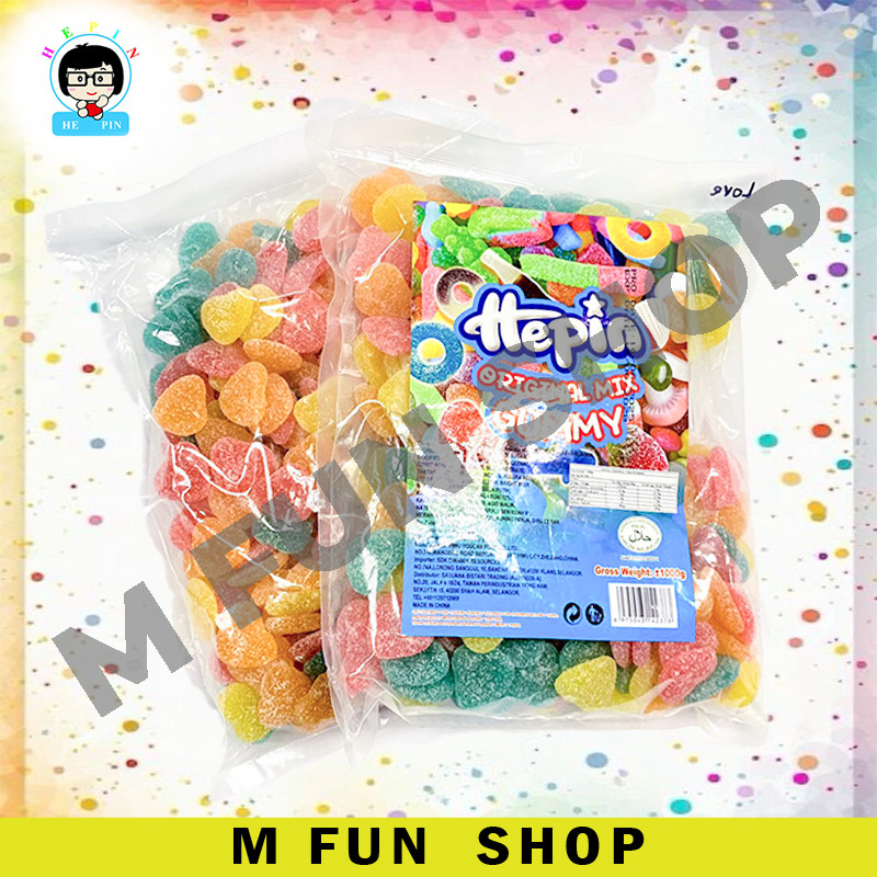 *Design Baru* 1Kg Hepin Gummy Candy Campuran Perisa Buah Animasi & Rekaan Makanan