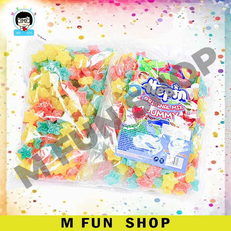 *Design Baru* 1Kg Hepin Gummy Candy Campuran Perisa Buah Animasi & Rekaan Makanan