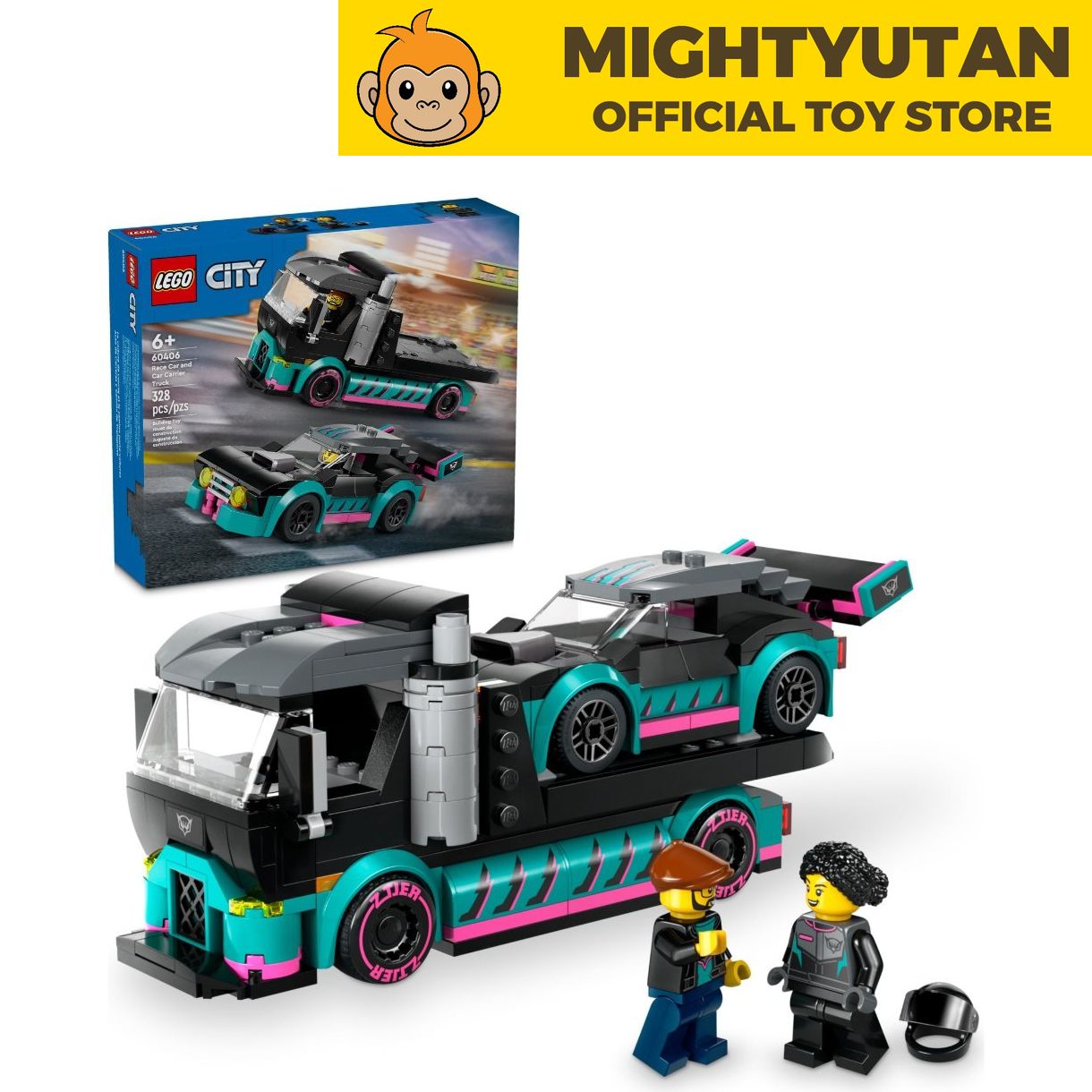 LEGO® City Race Car and Car Carrier Truck Toy Playset for Ages 6