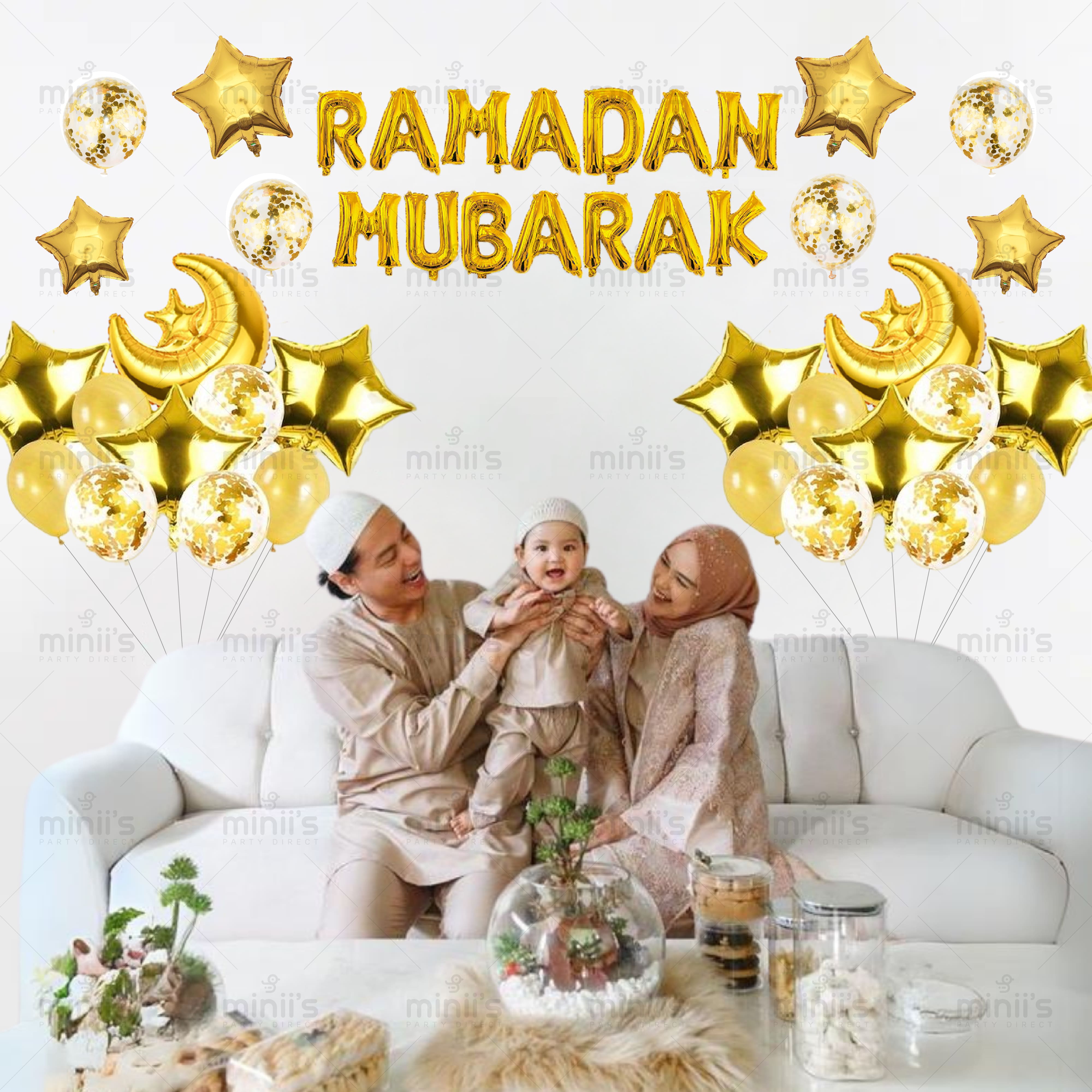 Miniis Ramadan Mubarak Balloons Eid Mubarak Decoration Hari Raya