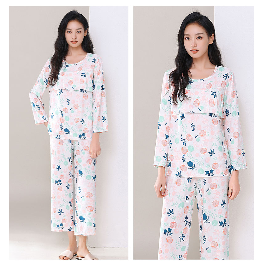 6hftuiiii] Pajamas 100% Viscose Long-Sleeved Trousers Ladies Paja