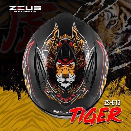 ZEUS GJ-613 AJ34 BLACK RED TIGER (FREE SMOKE VISOR) | Motogear