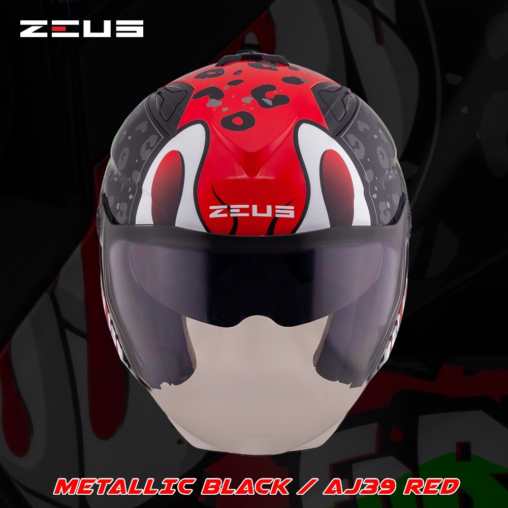 ZEUS GJ-613 Metallic Black AJ39 Red | Motogear Malaysia