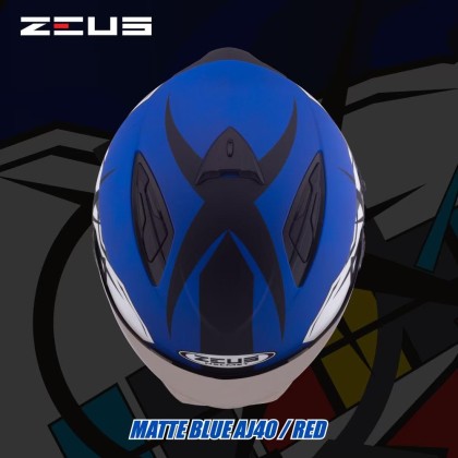 ZEUS GJ-613 Matte Blue AJ40 Red | Motogear Malaysia