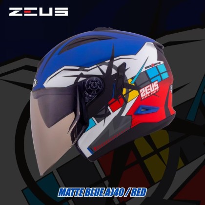 ZEUS GJ-613 Matte Blue AJ40 Red | Motogear Malaysia