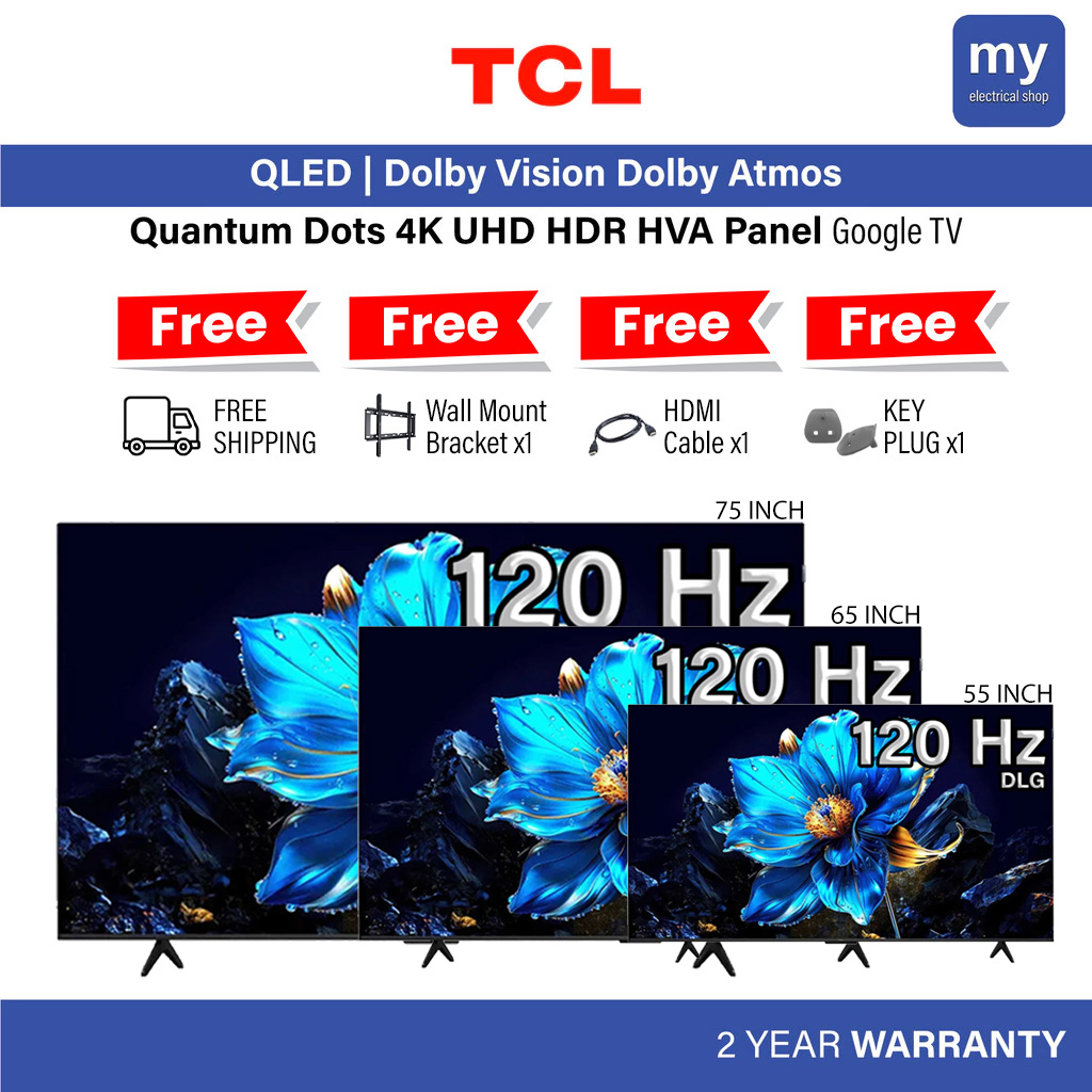 [FREE SHIPPING + 3 GIFT] TCL 55 65 75 inch 4K UHD HDR 120HZ DLG QLED Google TV 55p7k 65p7k 75p7k