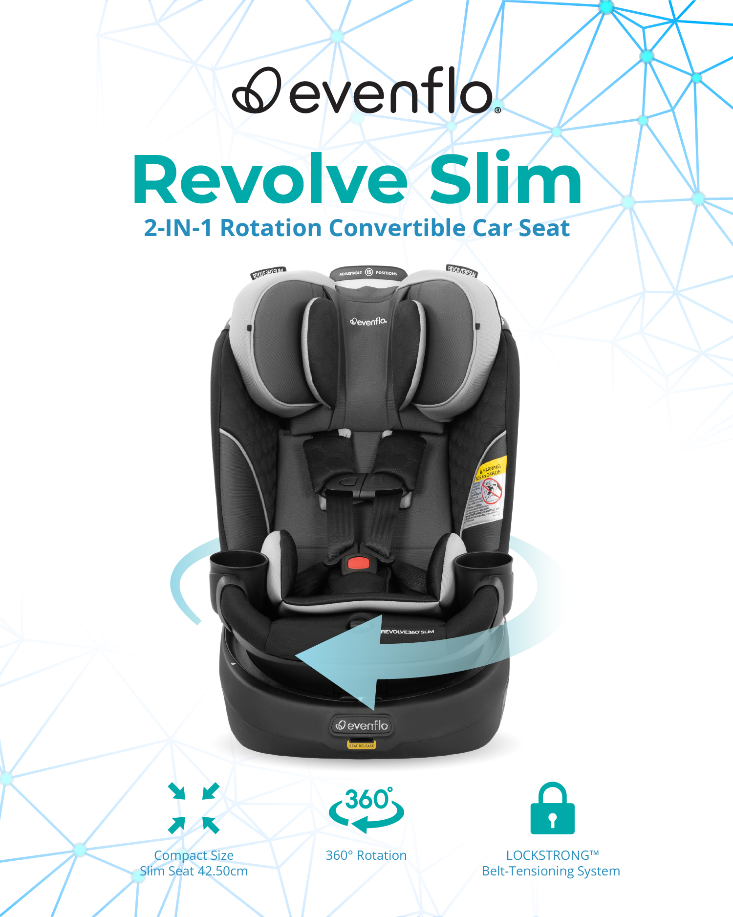 Evenflo Revolve360 Slim 2-IN-1 Rotational Convertible Car Seat (with Quick  Clean Cover) | My Lovely Baby | Trusted Baby Shop & Online Store Malaysia