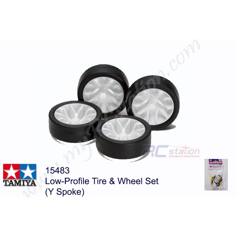 Tamiya #15483 - Low-Profile Tire & Wheel Set (Y Spoke)[15483