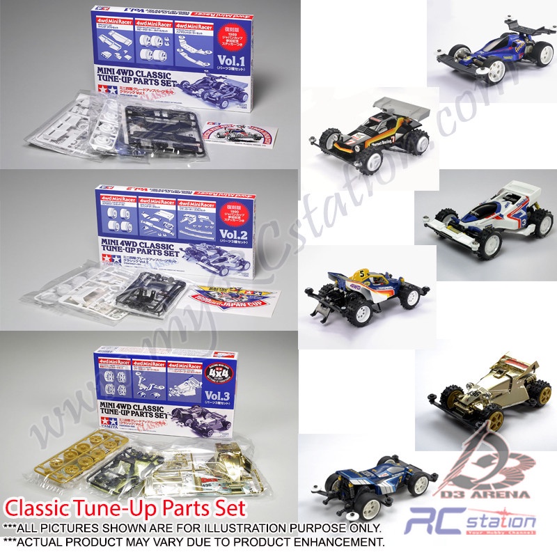 Tamiya Mini 4WD Classic Tune Up Parts Set Vol.1 95626 Vol.2 95627 Vol.3 95628 Tamiya Plamodel Shop Mini4wd RC Car Scale Model Paints Malaysia