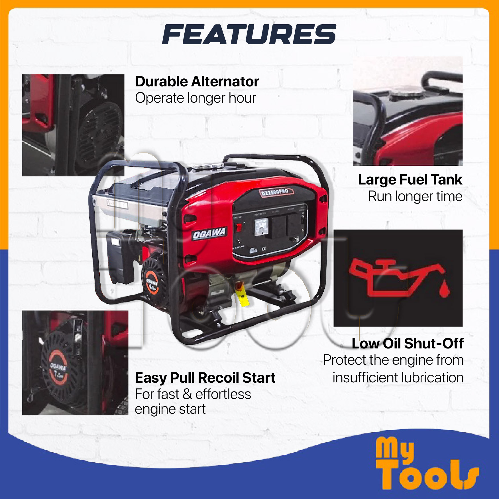 Mytools OGAWA Pro Series Generator DZ2500PRO 196cc Recoil Start