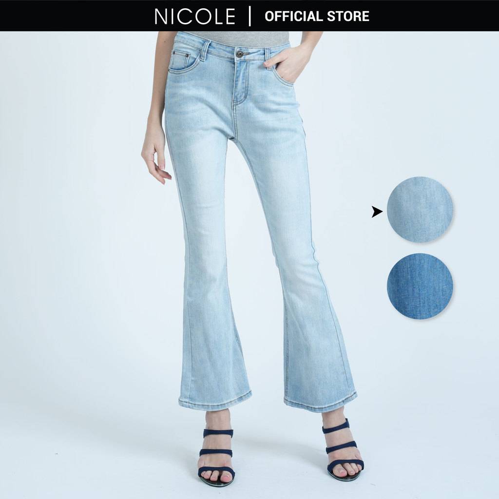 00s NICOLE zip long flare denim pants Nicole Miller Jeans 14 Nomad 