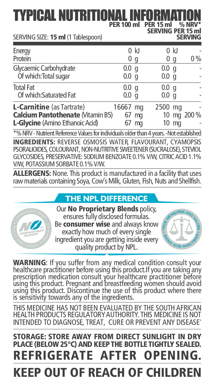 npl l carnitine Carni Lean Liquid 5000 500ml Tropical Punch Health & Household NPL L-Carnitine Liquid 2500 -