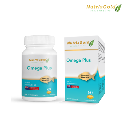 Nutrix Gold NutrixGold Omega Plus Twin-pack (60 Enteric-Coated Softgels x 2 ...