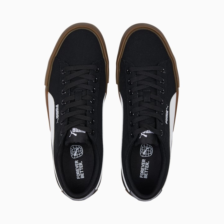 PUMA Unisex Bari Casual Canvas Sneakers (Black-White-Gumsole