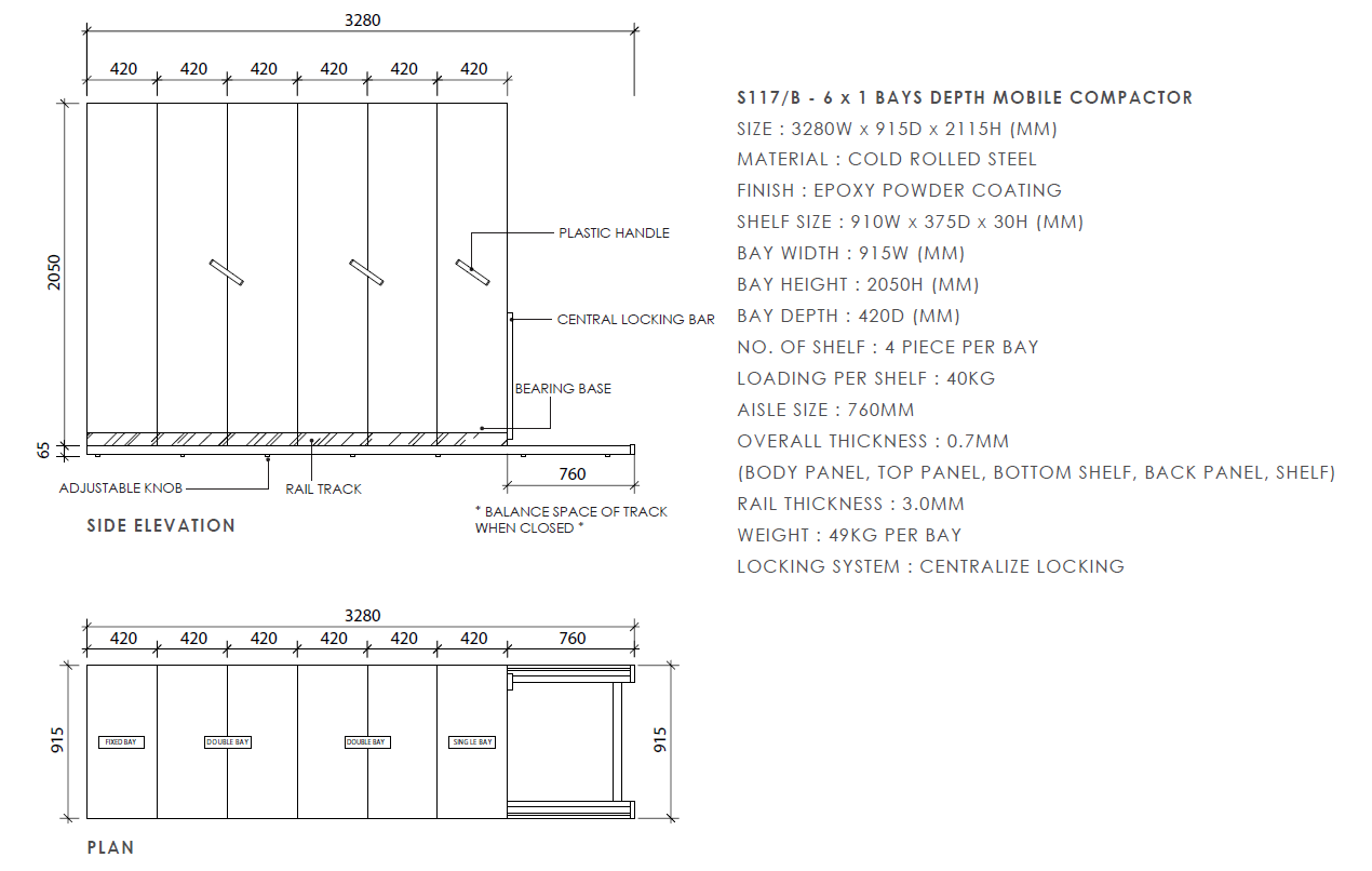 Best 6 x 1 Bays Mobile Steel Compactor | Office Furniture Near Me ...