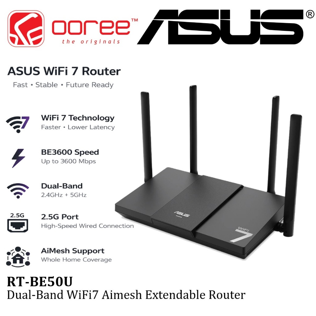 ASUS RT-BE58U / RT-BE82U / RT-BE88U / RT-BE86U / RT-BE92U /RT-BE50U DUAL-BAND WIFI 7 AIMESH EXTENDAB