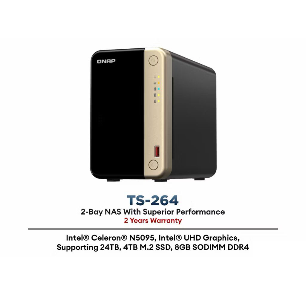 QNAP TS-264-8G  TS-464-8G TS-664-8G TS-453E-8G NAS Storage 2-Bay/4-Bay/6-Bay 8GB Intel Celeron Quad 