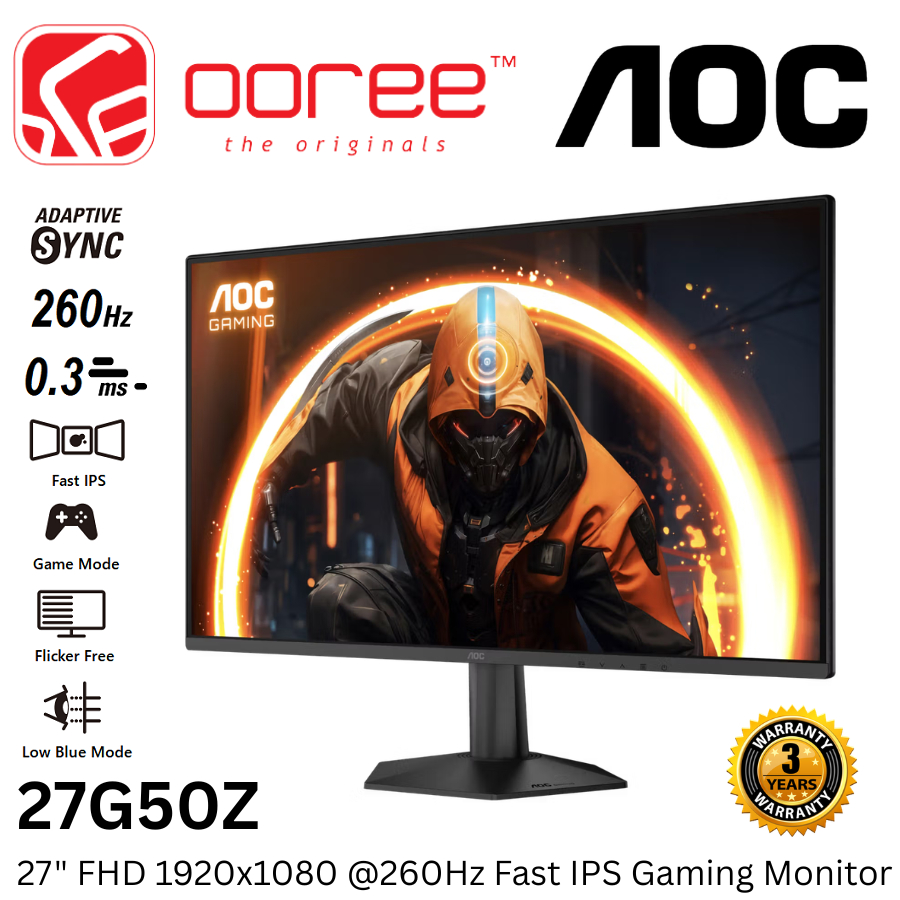 AOC 23.8" 24G50Z / 27" 27G50Z / 27" Q27G42ZE (260Hz) Fast IPS LCD Gaming Monitor (0.3ms, Input: HDMI